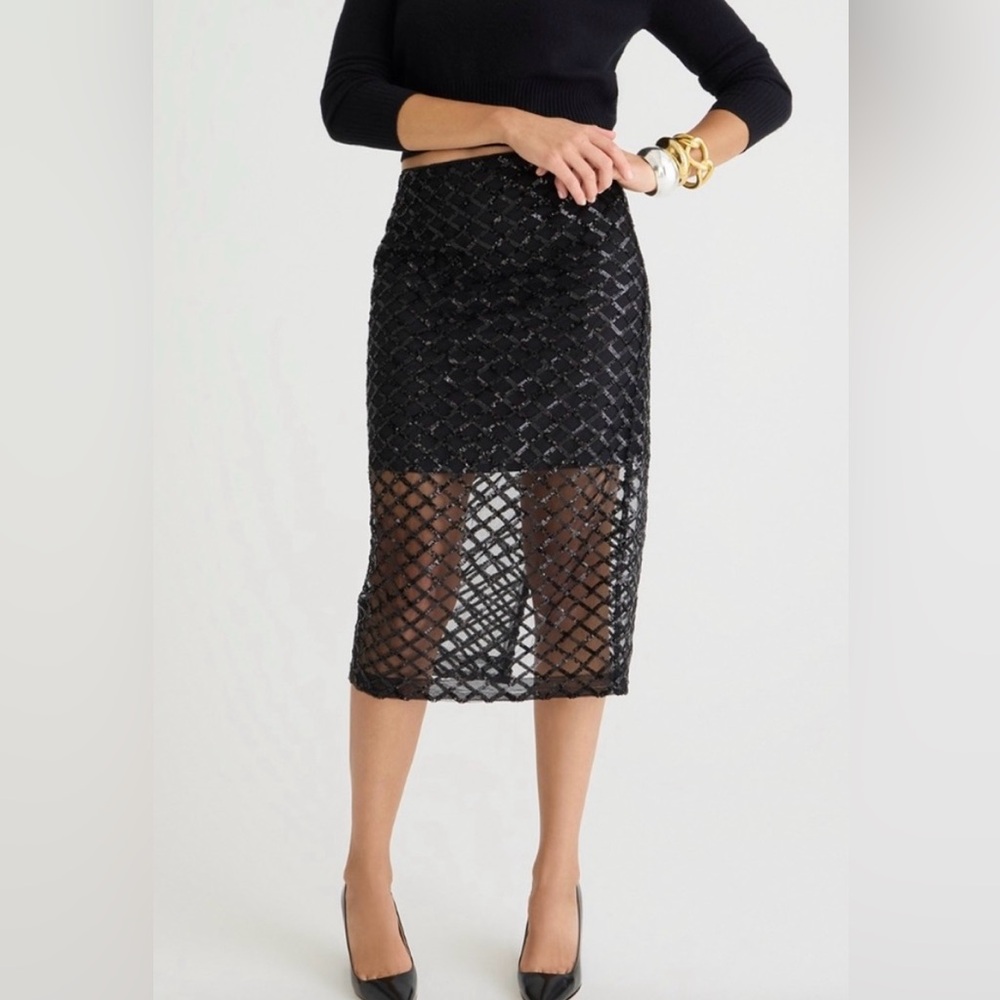 J. Crew Black Lattice Pencil Skirt
